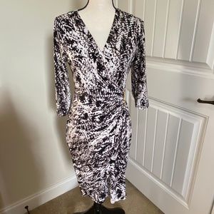 Calvin Klein wrap work dress with gold detail, size 6